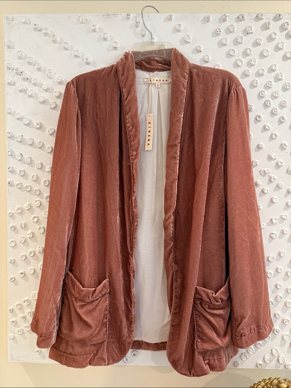 XiRENA Dusty Rose Velvet Open Blazer Size Small (Bigger Small)